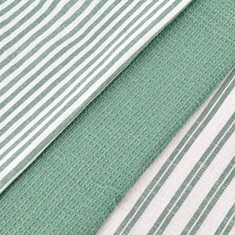 Lot de 3 torchons 'Elma' vert et blanc