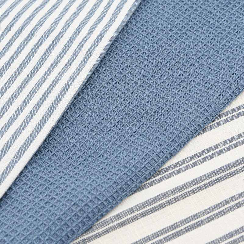 Lot de 3 torchons 'Elma' bleu et blanc