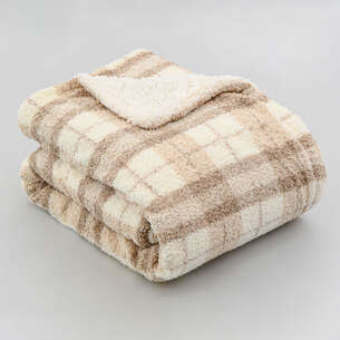 Plaid à carreaux Sherpa beige 