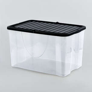 Boîte de rangement double ouverture noire 60L