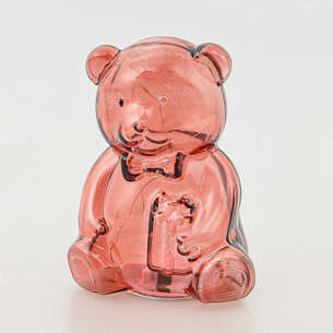 Ourson en verre lumineux à poser rose