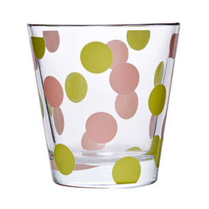 Verre bas décoré pois pastel 25cl vert rose