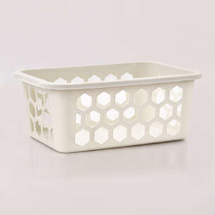 Panier à linge blanc cassé 