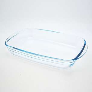 Plat de cuisson carré en verre avec couvercle en plastique 1 L