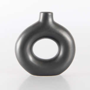Vase circulaire en céramique noir