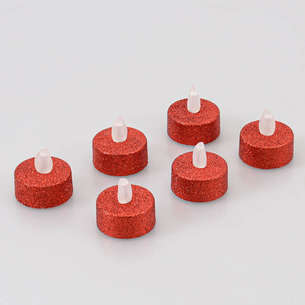 Lot de 6 bougies chauffe-plat à LED rouge