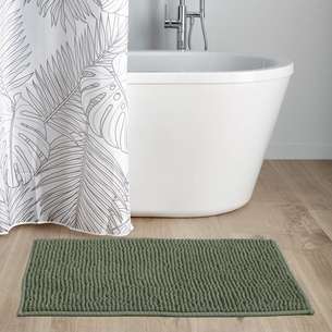 Tapis De Salle De Bain En Chenille - 40 X 60 Cm - Antidérapant Et Absorbant - Noir - Lavable En Machine