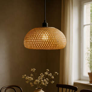 Abat-jour Pour Suspension Triple Tambour En Lin Beige Et Jute D40 Cundelee 235267