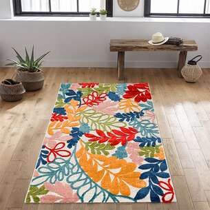 Tapis rectangulaire tissé décor été 