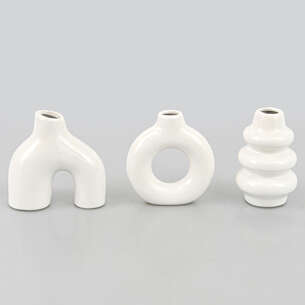 Set de 3 petits vases en dolomite blanc