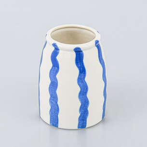 Vase rayé bleu