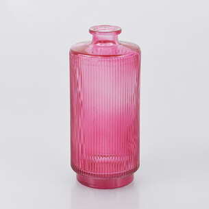Petit vase strié rose