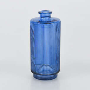 Petit vase strié bleu