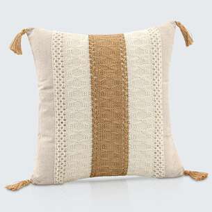 Coussin bohème macrame avec pompons
