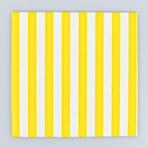 Lot de 20 serviettes rayées jaune et blanc 