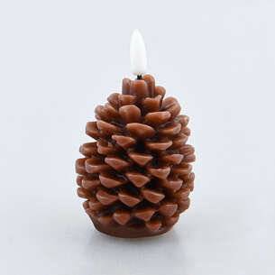 Bougie LED pomme de pin marron