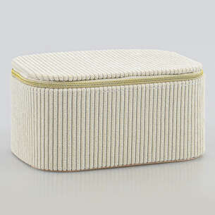 Boîte à bijoux effet velours côtelé blanche 