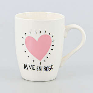 Lot De 2 Tasses à Café Cœur - Rose Et Bleu - Porcelaine - NEUF (défaut Mineur)