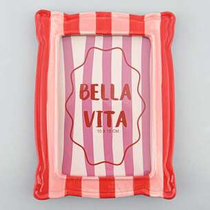 Cadre photo rayé rose et rouge