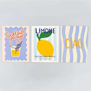 Lot de 3 affiches papier cocktail 