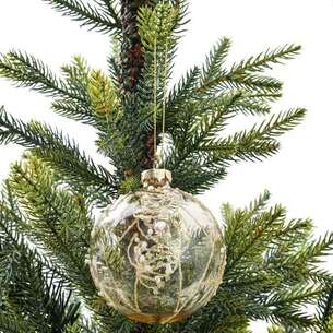 Boule en verre fleurs pailletées transparente