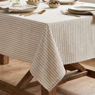 Nappe déperlante à rayures beige et blanche