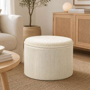Coffre de rangement réversible velours beige