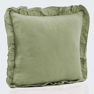 Coussin "Idylle" à volants vert d