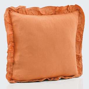 Coussin "Idylle" à volants couleur terracotta