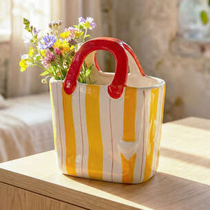 Vase panier rayé 
