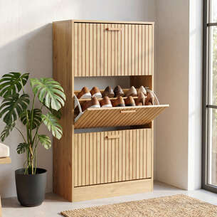 Meuble à chaussure 3 portes couleur bois 