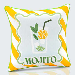 Coussin "Mojito" imprimé vert et jaune