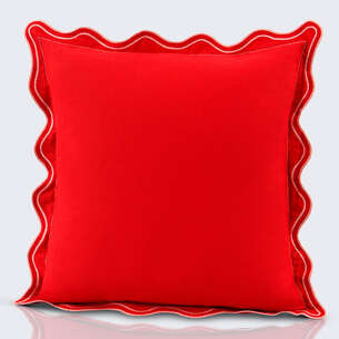 Coussin "Olga" à bord ondulé rouge