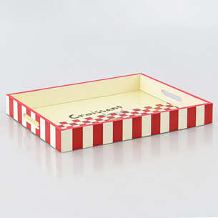 Plateaux "Bistrot croissant" beige et rouge